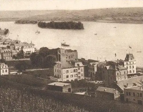 ALTE POSTKARTE DER RHEIN RÜDESHEIM PANORAMA TOTALANSICHT rhin Ansichtskarte cpa postcard AK