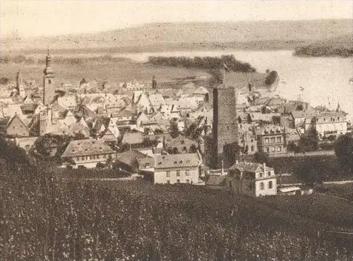 ALTE POSTKARTE DER RHEIN RÜDESHEIM PANORAMA TOTALANSICHT rhin Ansichtskarte cpa postcard AK