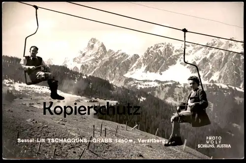 ALTE POSTKARTE SESSEL-LIFT TSCHAGGUNS GRABS VORARLBERG Austria Österreich Autriche télésiège chairlift Tracht Schruns AK