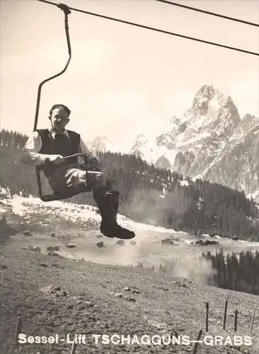 ALTE POSTKARTE SESSEL-LIFT TSCHAGGUNS GRABS VORARLBERG Austria Österreich Autriche télésiège chairlift Tracht Schruns AK