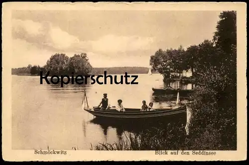 ALTE POSTKARTE BERLIN SCHMÖCKWITZ BLICK AUF DEN SEDDINSEE Boot Familie family Schmoeckwitz Ansichtskarte AK postcard cpa