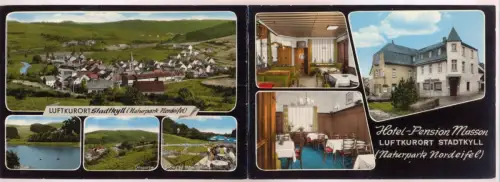 ÄLTERE POSTKARTE STADTKYLL EIFEL HOTEL PENSION MASSON Doppelkarte Bahnstation Jünkerath Königsbacher Gerolstein AK cpa