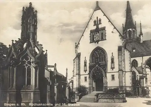 ALTE POSTKARTE BINGEN AM RHEIN ROCHUSKAPELLE UND 14. STATION cpa postcard Ansichtskarte chapel Kapelle Kirche chapelle