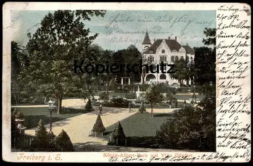 ALTE POSTKARTE FREIBERG IN SACHSEN KÖNIG-ALBERG-PARK MIT VILLA GÖPFERT 1904 Ansichtskarte AK cpa postcard