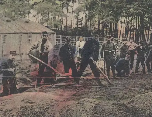 ALTE POSTKARTE WAHNER HEIDE WEGEBAU KRIEGSGEFANGENE FRANZOSEN soldats francais french soldiers soldat Uniform Köln Wahn