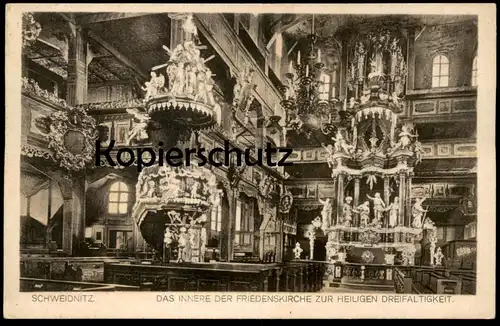 ALTE POSTKARTE SCHWEIDNITZ INNERE DER FRIEDENSKIRCHE 1925 Swidnica Schlesien Ceska repulika czech republic Tschechien