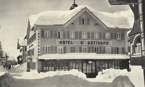 ALTE POSTKARTE ANDERMATT HOTEL ST. GOTTHARD WINTER neige Uri Suisse Switzerland Schweiz Helvetia Ansichtskarte postcard