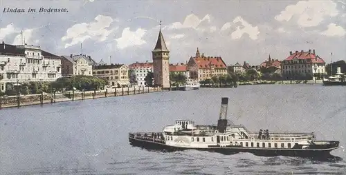 ALTE POSTKARTE LINDAU IM BODENSEE 1928 Schiff Dampfer ship bateau steamer cpa postcard AK Ansichtskarte