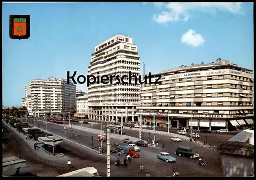 POSTKARTE CASABLANCA PLAZA MOHAMMED V place square Autos Auto cars car Peugeot Citroen Marokko Morocco Maroc La Concorde