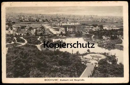 ALTE POSTKARTE BOCHUM STADTPARK UND BERGSTRASSE PANORAMA Ansichtskarte AK postcard cpa
