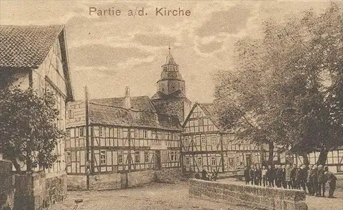 ALTE POSTKARTE HERINGEN AN DER WERRA KALI SCHACHT NEU-HERINGEN PARTIE KIRCHE MÜHLE BRÜCKE moulin mill Schüler Zeche