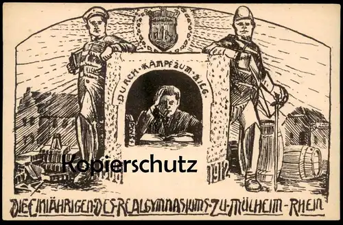 ALTE POSTKARTE MÜLHEIM AM RHEIN DIE EINJÄHRIGEN REALGYMNASIUM 1913 Abitur Abi Studentica Studentika Köln Cöln postcard