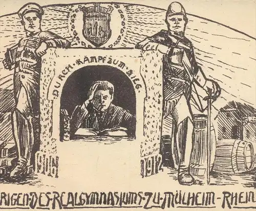 ALTE POSTKARTE MÜLHEIM AM RHEIN DIE EINJÄHRIGEN REALGYMNASIUM 1913 Abitur Abi Studentica Studentika Köln Cöln postcard