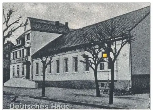 ALTE POSTKARTE GRUSS AUS DEUTSCH-KRAWARN KR. RATIBOR DEUTSCHES HAUS SCHULE SCHLESIEN Kravare ve Slezsku Sleszko Ceska AK