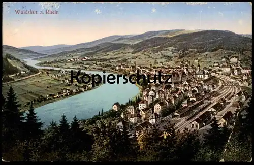 ALTE POSTKARTE WALDSHUT AM RHEIN PANORAMA MIT BAHNHOF Waldshut-Tiengen station gare postcard cpa AK Ansichtskarte