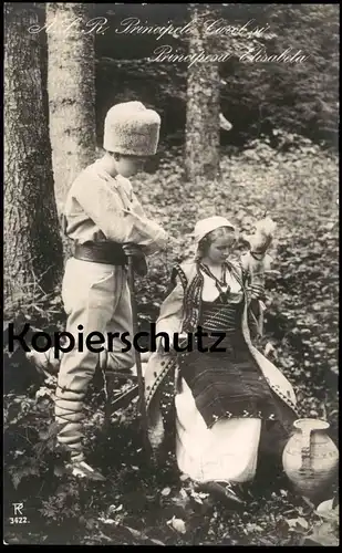 ALTE POSTKARTE A. S. R. PRINCIPELE CAROL SI PRINCIPESA ELISABETA Prinz Prinzessin von Rumänien Romania Roumanie Grece AK