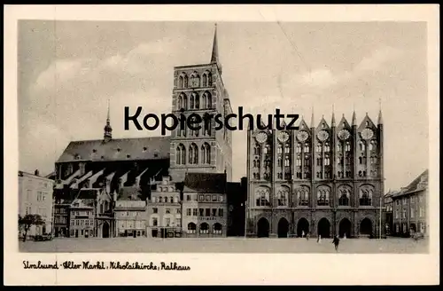 ALTE POSTKARTE STRALSUND ALTER MARKT NIKOLAIKIRCHE RATHAUS church église cpa postcard AK Ansichtskarte