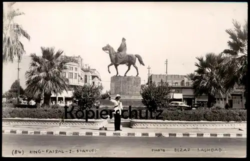 ALTE POSTKARTE BAGHDAD KING FAISAL I STATUE POLICEMAN OFFICER Police Polizist Bagdad Irak Iraq postcard AK Ansichtskarte