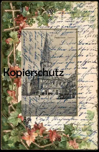 ALTE PRÄGE POSTKARTE PADERBORN GAUKIRCHE 1904 Wein Weintrauben cpa postcard AK Ansichtskarte