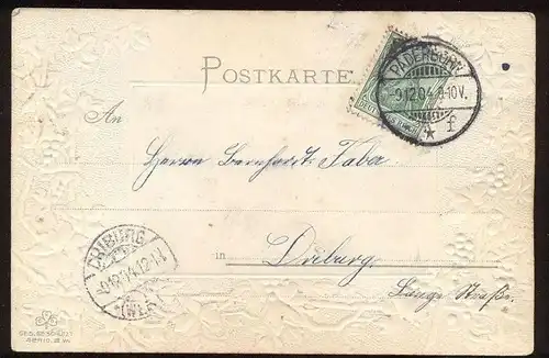 ALTE PRÄGE POSTKARTE PADERBORN GAUKIRCHE 1904 Wein Weintrauben cpa postcard AK Ansichtskarte