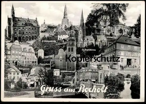 ALTE POSTKARTE GRUSS AUS BOCHOLT 1937 POSTAMT RAVARDITOR AAPARTIE SCHÜTZENHAUS JOSEFSKIRCHE KOLPING DENKMAL AMTSGERICHT