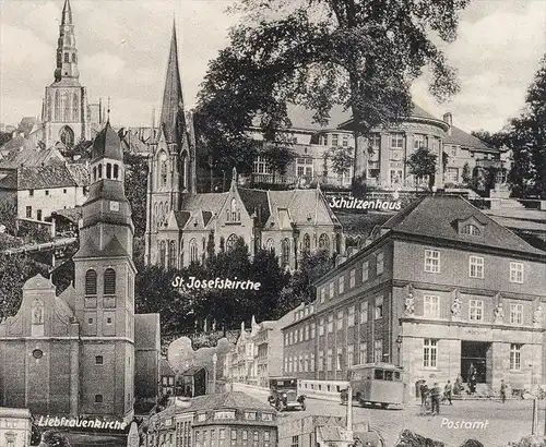 ALTE POSTKARTE GRUSS AUS BOCHOLT 1937 POSTAMT RAVARDITOR AAPARTIE SCHÜTZENHAUS JOSEFSKIRCHE KOLPING DENKMAL AMTSGERICHT