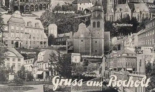 ALTE POSTKARTE GRUSS AUS BOCHOLT 1937 POSTAMT RAVARDITOR AAPARTIE SCHÜTZENHAUS JOSEFSKIRCHE KOLPING DENKMAL AMTSGERICHT