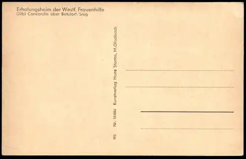 ÄLTERE POSTKARTE ERHOLUNGSHEIM WESTFÄLISCHE FRAUENHILFE CONCORDIA ÜBER BETZDORF SIEG Ansichtskarte cpa postcard AK