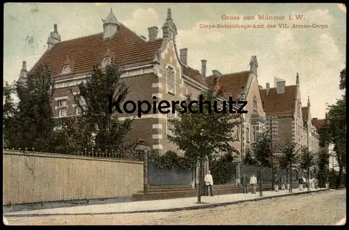 ALTE POSTKARTE GRUSS AUS MÜNSTER i. W. CORPS-BEKLEIDUNGS-AMT DES VII. ARMEE-CORPS Bekleidungsamt Ansichtskarte AK cpa