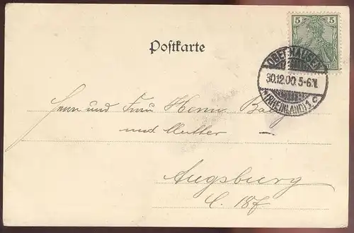 ALTE POSTKARTE GRUSS AUS OBERHAUSEN 1900 GONDELTEICH IM KAISERGARTEN & SCHLOSS OBERHAUSEN Ansichtskarte castle chateau