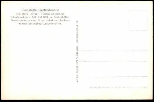 ALTE POSTKARTE HERTEN-SCHERLEBECK GERTRUDENHOF EINSATZLOKAL DER TAUBENZÜCHTER LANGENBOCHUM Brieftaube pigeon Wickühler
