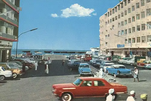 ÄLTERE POSTKARTE STREET AT JEDDAH Dschidda Jiddah Jedda Jidda Saudi-Arabien l'arabie saoudite Saudi Arabia Auto car cars