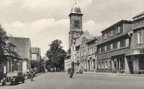 ÄLTERE POSTKARTE IBBENBÜREN GROSSE STRASSE TAXI Große Straße Auto car cab AK Ansichtskarte postcard cpa Ibbenbueren