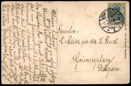 ALTE POSTKARTE OSNABRÜCK JUSTUS LYRA-DENKMAL DER MAI IST GEKOMMEN LIED monument chanson song Ansichtskarte cpa postcard