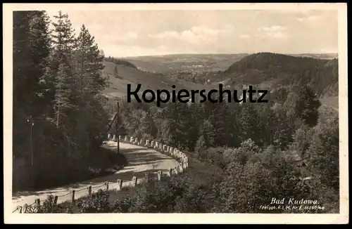 ALTE POSTKARTE STRASSE B. BAD KUDOWA FREIGABE DURCH REICHSLUFTFAHRTMINISTERIUM RLM Kudowa-Zdroj Schlesien Chudoba Polska