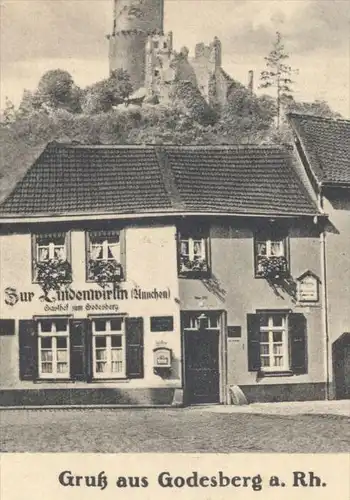 ALTE POSTKARTE GRUSS AUS GODESBERG A. RH. ZUR LINDENWIRTIN Ännchen Gedicht Spruch cpa postcard AK Bad Godesberg