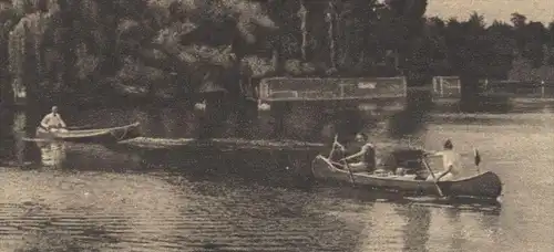 ALTE POSTKARTE HAMBURG LIEBESINSEL IM STADTPARK Kanu Klepper ? Liebesinseln Park Boot boat AK Ansichtskarte postcard cpa