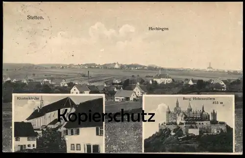 ALTE POSTKARTE STETTEN & HECHINGEN KLOSTERKIRCHE BURG HOHENZOLLERN castle chateau fort cpa postcard Ansichtskarte AK