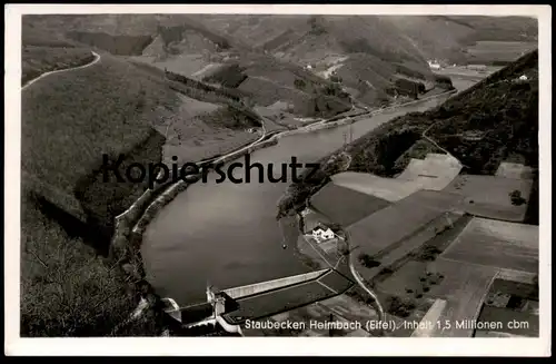 ALTE POSTKARTE STAUBECKEN HEIMBACH EIFEL Talsperre Luftbild Staudamm Stausee barrier lake barrage réservoir cpa postcard