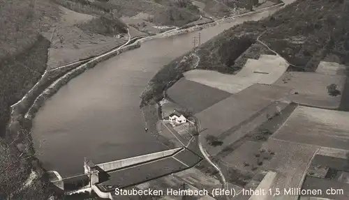 ALTE POSTKARTE STAUBECKEN HEIMBACH EIFEL Talsperre Luftbild Staudamm Stausee barrier lake barrage réservoir cpa postcard