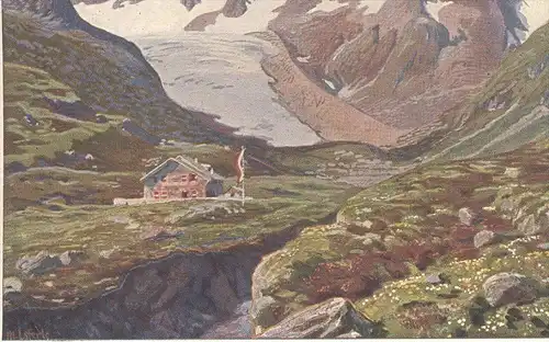 ALTE KÜNSTLER POSTKARTE FRANZ SENNHÜTTE NEUSTIFT STUBAI STUBAITAL MAX VON ESTERLE Senn-Hütte Ansichtskarte AK postcard