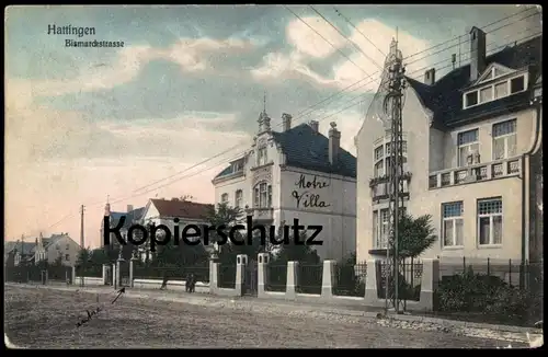 ALTE POSTKARTE HATTINGEN BISMARCKSTRASSE VILLA 1910 Ansichtskarte AK postcard cpa