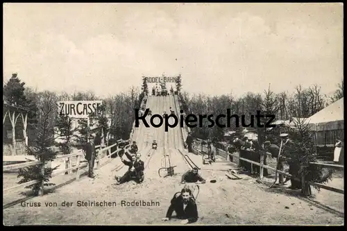 ALTE POSTKARTE GRUSS VON DER STEIRISCHEN RODELBAHN Kirmes ducasse kermesse fun fair Schausteller Steiermark