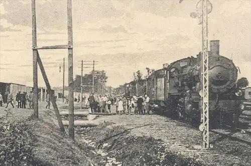 ALTE POSTKARTE FELDKÜCHE IN JESEWITZ BEI EILENBURG DAMPFLOK 1915 Bahnhof steam train locomotive à vapeur station gare AK