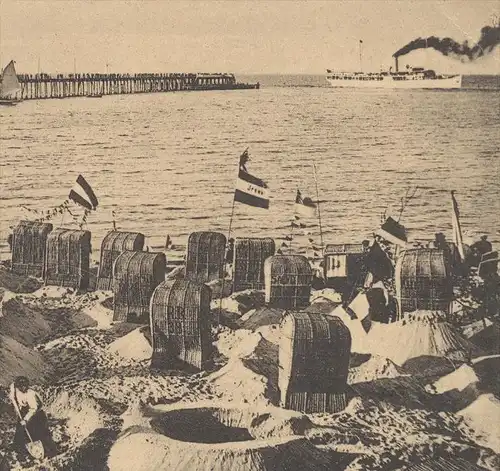 ALTE POSTKARTE SELLIN INSEL RÜGEN ABFAHRT DES STETTINER DAMPFERS Dampfer Stettin steam ship bateau à vapeur AK postcard