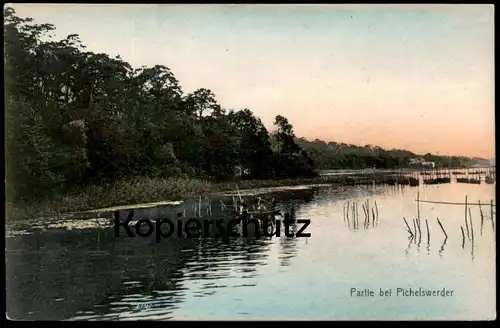 ALTE POSTKARTE PARTIE BEI PICHELSWERDER 1905 ANGLER FISCHER fishing Berlin Wilhelmstadt Spandau Pichelssee Stößensee cpa