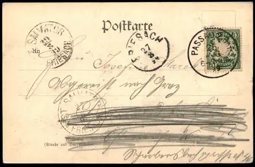ALTE POSTKARTE GRUSS AUS PASSAU TOTAL-ANSICHT TOTAL PANORAMA 1899 PHOTOGRAPH OTTO BÖHM postcard cpa AK Ansichtskarte