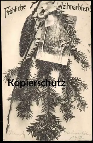 ALTE POSTKARTE FRÖHLICHE WEIHNACHTEN FACHWERKHAUS IM WALD STEMPEL CHEMNITZ 1907 Ansichtskarte Verfasser Hugo Stankoff