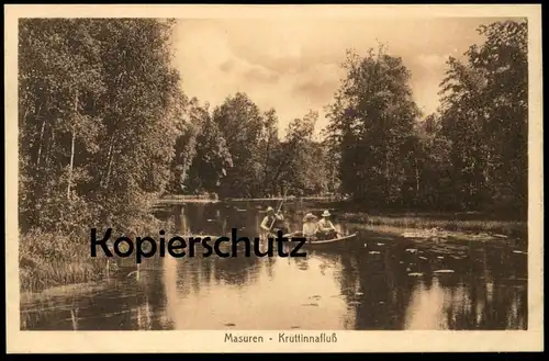 ALTE POSTKARTE MASUREN KRUTTINNAFLUSS Kruttina Krutyn Kruttinen Ostpreussen Masury Fluss river couple cpa postcard AK