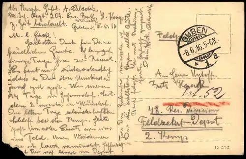 ALTE POSTKARTE GUBEN ACHENBACHBRÜCKE UND NEISSEBERGE BRANDENBURG Neißeberge Feldpost 1916 Ansichtskarte cpa postcard AK